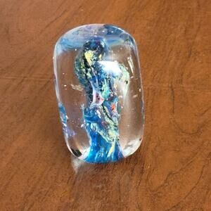 Vintage Paperweight Dynasty Gallery Glass Fish Flower Bubbles Heirloom